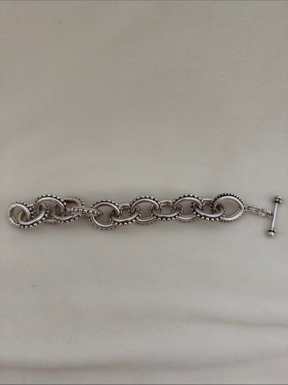 Textured Silver-Link Beaded Bracelet - Picture 4 of 5
